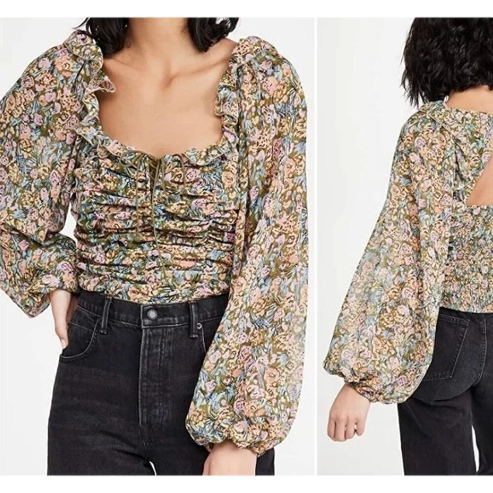 Free People Mabel Printed Floral Blouse Size Small